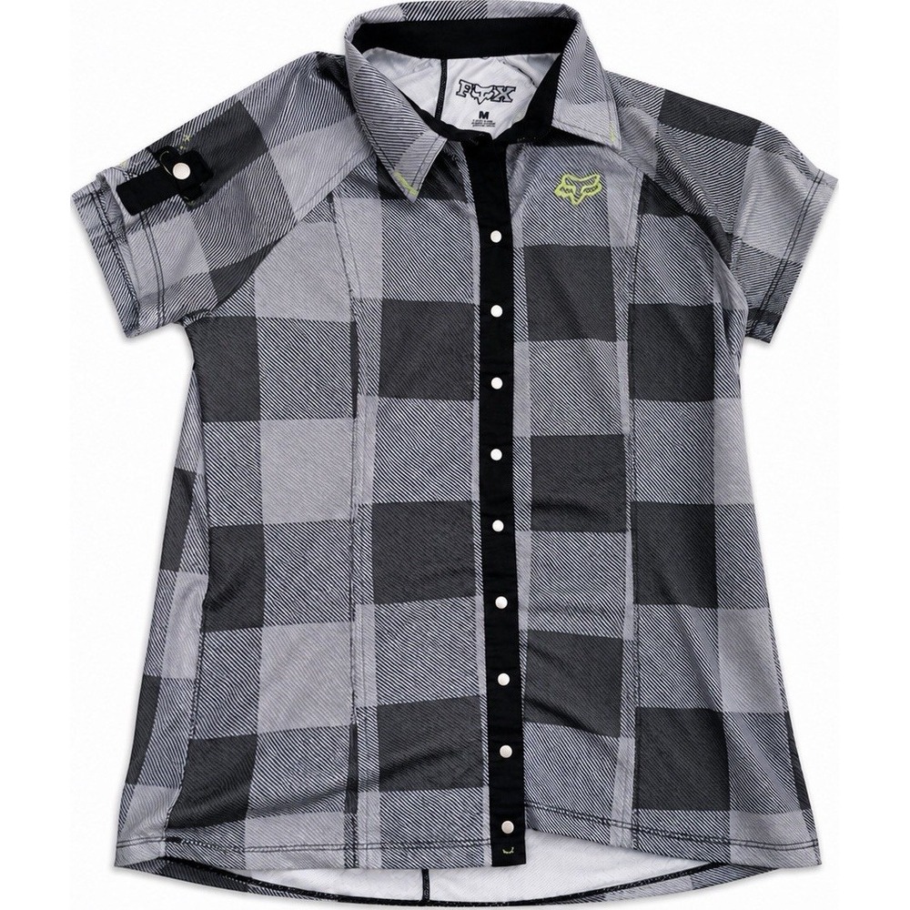 Fox Racing Women's Plaid Snap Front Moto Jersey Shirt Top Size Medium Y2K